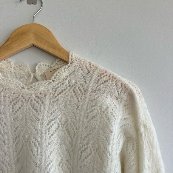 SEZANE Paris Louison Kid Mohair Jumper Knit Pullover Sweater Ecru Ivory M - Picture 6 of 13